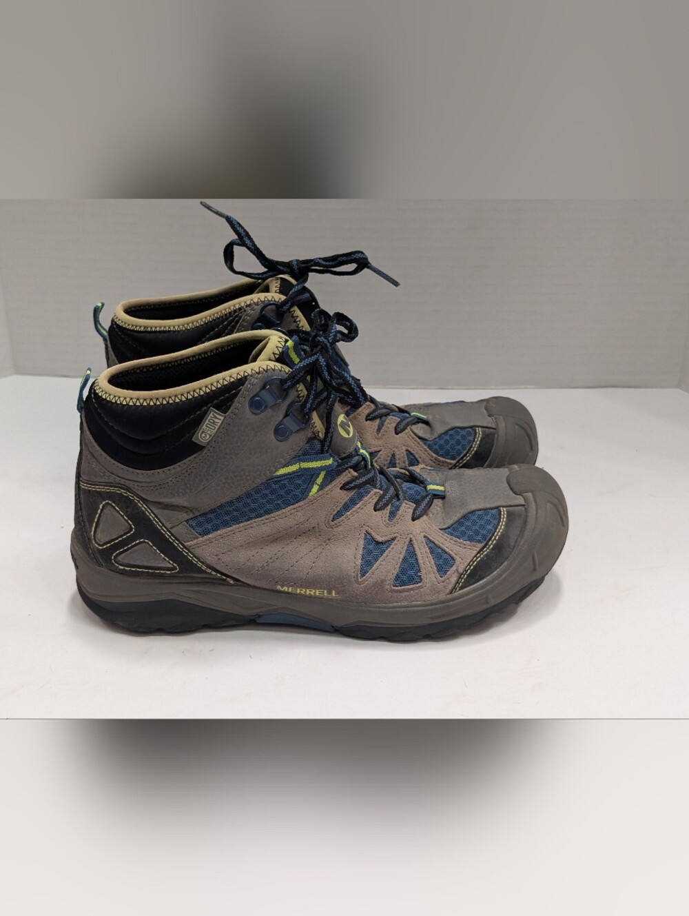 Merrell Boy's 5.5 Youth Capra Mid Waterproof Hiking Boots Blue Grey Trail 61633